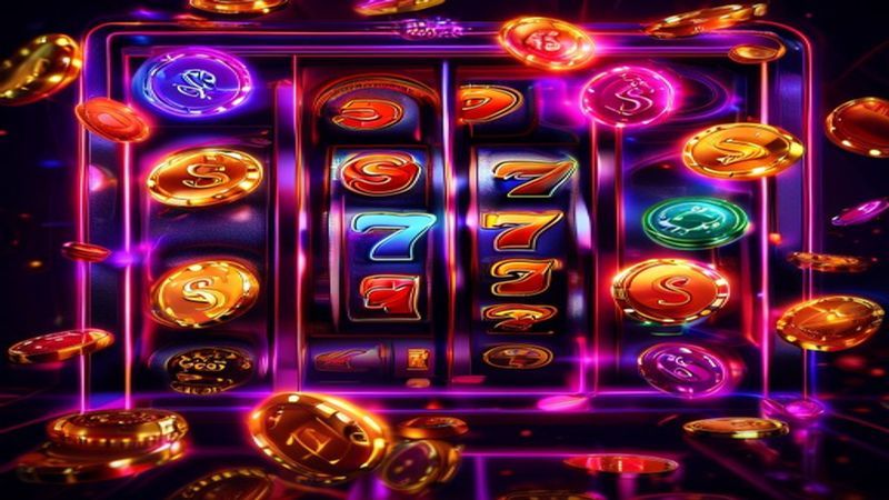 Màn hình slot với thông tin RTP và độ biến động hiển thị trong phần hướng dẫn game